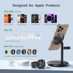 XooFly 3 in 1 Wireless Charging Station for Apple Devices, Fast Wireless Mag-Safe Charger Stand with 20W Adapter for iPhone 17/16 15 14 13 12 Pro Max/Pro/Plus/Air/Mini, iWatch, AirPods (Black) - Image 6