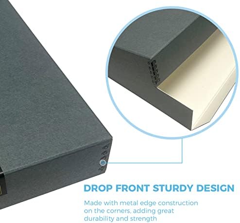 Lineco Drop Front Archival Storage Box, 16.75x20.75x3 in, Gray, 2 Pack - Image 4
