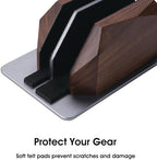 Walnut Vertical Laptop Stand, Dual Slot Wood Laptop Holder for Desk - Image 3