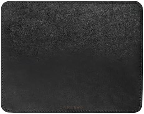 Full-Grain Leather Mouse Pad - Genuine Leather Mouse Mat with Non-Slip Backing, 3mm Thick, Smooth Mouse Glide, Desk Accessory for Office, Work & Gaming (Black, Large 11.8 x 9.8 in) by DAREhue