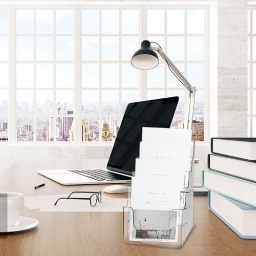 Acrylic Brochure Holder 2 Pcs 4 Tier Clear Literature Stand - Image 5