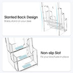 MaxGear 3 Tier Brochure Holder, 4 Inch Wide Acrylic Display, 4 Pack - Image 2