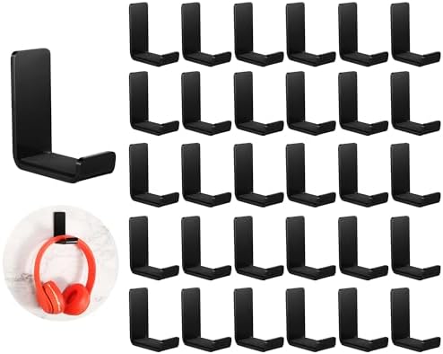 Weewooday 32 Headphone Hanger Wall Mount Stand with Adhesive Hook, Black by Weewooday