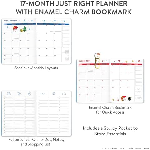 2027 Just Right Monthly Planner, 7.5 x 9.75", Hello Kitty and Friends Retro - Image 7
