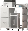 Printer Stand with Fabric Drawers, Lateral Office Filing Cabinets with Power outlets & USB Charging Port, File Cabinet with Large Printer Stands for Home Office, Shredder Stand Rack (White) by Unknown