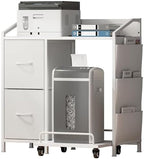 Printer Stand with Fabric Drawers, Lateral Office Filing Cabinets with Power outlets & USB Charging Port, File Cabinet with Large Printer Stands for Home Office, Shredder Stand Rack (White) by Unknown