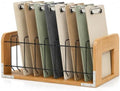 1 Pcs Vertical Clipboard Holder, 12Slot Clipboard Storage Rack, Bamboo Wood by Yookeer