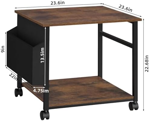 Lerliuo Brown Large Printer Stand with Storage - Image 2