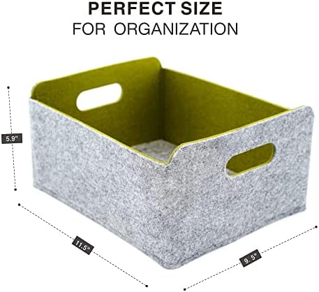 Welaxy Felt Storage Baskets Foldable Shelf Bin, Curry Moss green Wild berry - Image 3