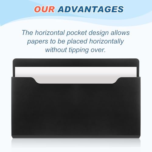 Feifeiya 2 Pcs Magnetic Pocket File Folder Fridge, Horizontal, Black White - Image 3