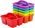 4E's Novelty Classroom Caddy Set of 6, Plastic Caddies for Supply, Caddy Organizer with Handle for Classroom, Rainbow Colors, Desk Caddies for Supplies Keep Desks and Work Stations Organized by 4EsNovelty