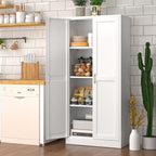 Polup 60" White Metal Kitchen Pantry Storage Cabinet with Doors and Shelves - Image 2