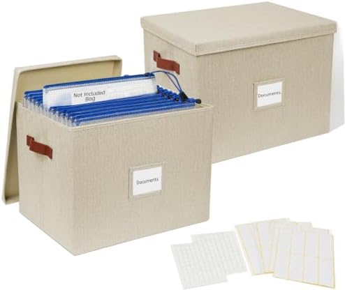 2-Pack Collapsible Storage Bins with Lid - Beige by Hiwhy