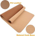 Double-Sided Desk Mat Pad, Eco Cork Writing Protector Pad, Large Leather Mouse Mat, Waterproof Desk Blotter for Office Home(LightGreen,70x35cm) - Image 3