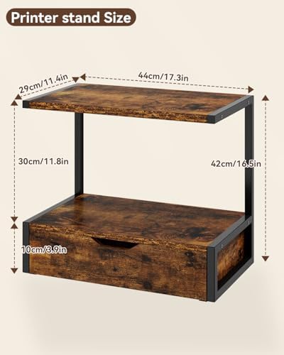 IBUYKE 2 Tier Desktop Printer Stand with Storage Drawer TLJ015H - Image 3
