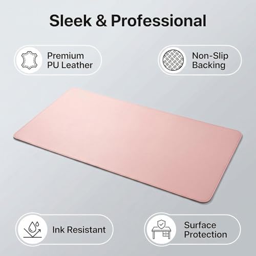 Leather Desk Pad Protector,(Pink, 24" x 47") Non-Slip Desk Pad,on-Slip PU Leather Large Mouse Pad,Easy Clean Desk Protecor Mat,Writing Pad for Office Work/Home/Decor - Image 4