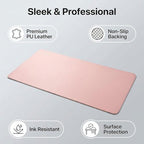 Large Office Leather Desk Mat, (20"x40", Pink) Mouse and Keyboard Pad, Computer and Laptop Mat, Desktop Protector and Cover, Writing Pad and Blotter - Image 4