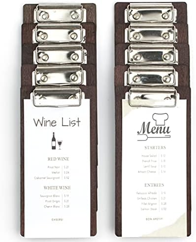 Olbia 10-Pack Wood Check Presenters for Restaurants, Server Book, Menu Holder for Cafes, Wooden Clip Board, Cute Waitress Book Organizer, Server Note Pads, Guest Check Book 8" x 4" (Walnut) by Olbia