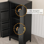 Black Kitchen Pantry Storage Cabinet, 48" Metal Storage Cabinet - Image 4