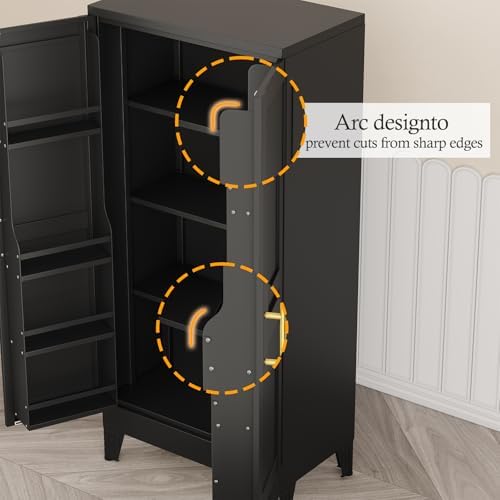 Black Kitchen Pantry Storage Cabinet, 48" Metal Storage Cabinet - Image 4