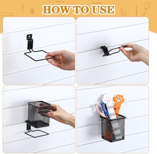 Colingmill 6 Set Slat Wall Hooks Holder Metal Mesh Basket Organizer, Square - Image 4