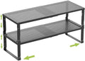 Jojocross Expandable Cabinet Shelf Organizer Storage Spice Rack Shelves for Kitchen Stackable Adjustable Pantry Cupboard Bathroom Countertop Desktop(2Packs/Black/Large-with Hole) by JOJOCROSSHIGHQUALITYLIFE