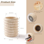 Pen Holder Stand for Desk, Natural Travertine Stone Makeup Brush Holders, Modern and Functional Pencil Cup for Office Supplies Tableware Organizer for Home Decor School Beige (PH90110) - Image 2