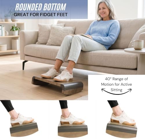 Tiel Ergonomic Wooden Foot Rest for Under Desk – Angled Leg Elevation Stool for Posture & Back Support on Hardwood & Carpet - Image 3