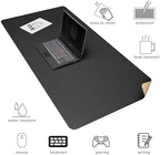 Chihein 51” x 24” Cork & PU Leather Desk Mat (Black) - Large Mouse Pad, Double Sided Waterproof Desk Pad Protector for Gaming, Office, Home - Image 3