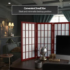 2 ft. Short Desktop Window Pane Shoji Screen - Rosewood - 3 Panels - Image 2