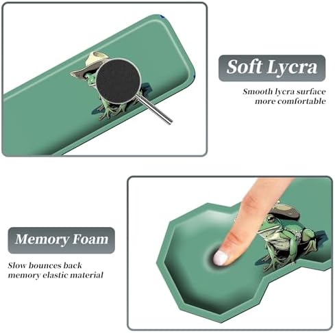 3Pcs Mouse Pad Set, Green Frog Large Gaming Mouse Pad with Stitched Edge, Ergonomic Memory Foam Keyboard Wrist Support and Mouse Wrist Rest Cushion, Pain Relief Non-Slip Desk Pad Combo - Image 3