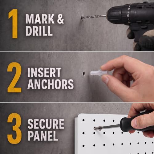 Pegboard Organizer Kit,4 Pack 14.76x10.82 in Metal Panels with 6 Bins,White - Image 2
