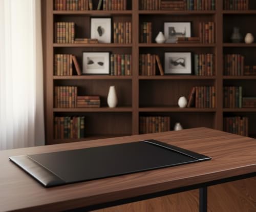 Dacasso Black 30" x 18" Desk Pad/Desk Mat/Desk Protector, Bonded Leather, 30.00 x 18.00 x 0.50 (PR-1403) - Image 2