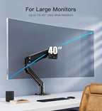 HUANUO 13 to 40 Inch Dual Monitor Arm for 2 Ultrawide Screens, Height Adjustable Full Motion Stand with 2 USB Port, VESA 75/100mm Mount, Holds up to 26.4lbs per Arm, Black - Image 2