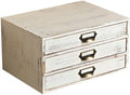 Stackable Modular Desktop Drawer Organizer, Distressed Cottage White 3-Drawer Storage Unit with Label Handles, Japandi Style Vintage Wash Timber, Expand by Adding More Units for Clutter-Free Spaces by Woodaholic