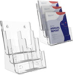 Brochure Holder 8.5x11 Inch 3 Tier with Removable Divider for 4x9 inch Clear Acrylic Pamphlet Display Stand Holder Countertop Use or Wall Mount for Office, Lobby, Hotel, Trade Show, 2 Pack by HLF-ho