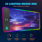 TARKARI Mouse Pad Gaming Wireless Charging, 800x300x4mm Extended Desk Mat with 10 RGB Light Modes, Non-Slip Rubber Base, Waterproof Computer Keyboard Mat for Gamer, PC, Laptop, Office, Twilight - Image 4