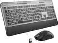 KOPJIPPOM Silent Wireless Keyboard and Mouse Combo - Keyboard with Large Print Cover, 2.4GHz Full-Sized Ergonomic Keyboard with Wrist Rest and Mouse for Laptop, PC, Notebook, Desktop by KOPJIPPOM