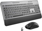 KOPJIPPOM Silent Wireless Keyboard and Mouse Combo - Keyboard with Large Print Cover, 2.4GHz Full-Sized Ergonomic Keyboard with Wrist Rest and Mouse for Laptop, PC, Notebook, Desktop by KOPJIPPOM