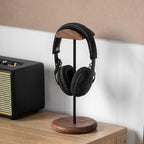 Headphone Stand Black Walnut Solid Wood Headphone Stand -Mounted Wooden Headphone Stand Simple Display Stand - Image 4