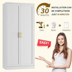 BESFUR 71" Tall White Kitchen Pantry Cabinet, Metal Food Storage Cabinet with 4 Adjustable Shelves, Freestanding Cupboard with Doors for Kitchen, Dining Room, Living Room, Bathroom, Laundry Room - Image 6