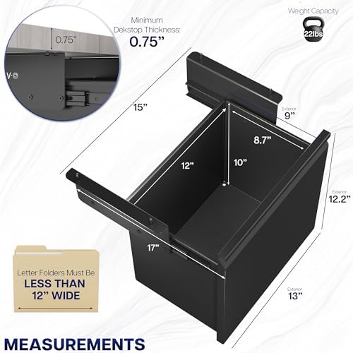 VIVO Black Under Desk Filing Cabinet, MOUNT-FCD1S-B - Image 2