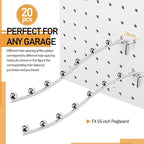 Yaocom 20 Pcs Peg Board Waterfall Hook Shelving Hooks Metal 7 Station Pegboard Display Wall Hangers Face Out Fit 1/4" for Garage Kitchen Store(Silver) - Image 4