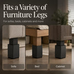 Square Steel Riser, 3.97-4.72 Inch Height, Fits 2.26 Inch Leg, 4Pcs Black - Image 3