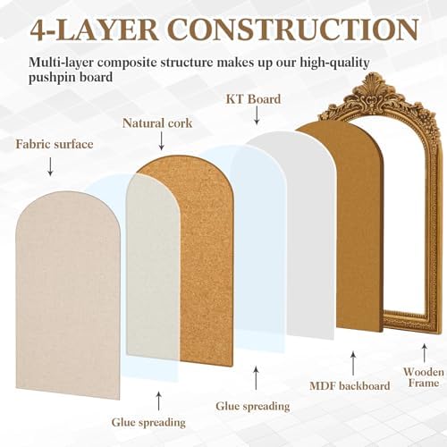 Wonderjune Linen Display Pinboard, Arch, 20'' X 30'', French Gold - Image 4