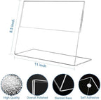 EHWINE Acrylic Sign Holder 8.5 x 11 Horizontal, 12 Pack Clear Plastic Tabletop Display Stands, Slanted Back Paper Flyer Holders for Office, Restaurant, Store and Business - Image 2