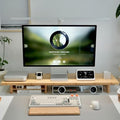 Bamboo Dual Monitor Stand Riser, 2-Tier Desk Shelf with Storage by Rocdeer