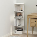 Furinno Reed Corner Shelf, 4-Tier Corner Bookshelf, Book Shelf, Corner Shelves, Storage Rack, for Organization and Storage, Home Office, Living Room, White by Furinno-FitsYourSpaceFitsYourBudget