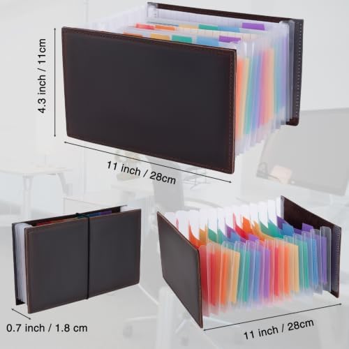 Genuine Leather A6 Receipt Organizer，Stand Receipt Organizer Folder, 13 Pockets Small Accordion File Organizer - Image 2