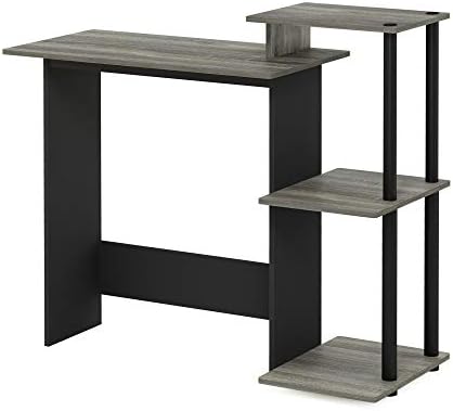 Furinno Efficient 29-Inch Grey Computer Desk with Side Shelves, Gaming Desk with 3 Open Shelves, Home Office Desk, for Home Office, Study Room, Dorm, Bedroom, Grey Oak/Black - Image 5